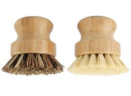 Bamboo Dish Scrub Brush Kitchen Wooden Cleaning Tools Scrubbers for Washing Cast Iron Pan Pot Natural Sisal Bristles Brushes6206922