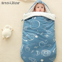 Blankets Insular Autumn Winter Thickened Keep Warm Baby Cotton Anti Startle Sleeping Bag Kick 3D Foam Bean Blanket Light Soft