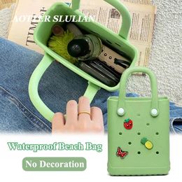 Womens Cartoon Pattern Handbags Waterproof EVA Handmade DIY Hole Paste Toy Decoration Beach Tote Portable Travel Mini Phone Bag 240516