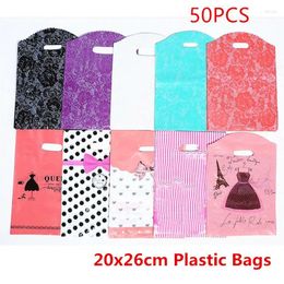 Gift Wrap 50pcs 20 26cm Plastic Bag Wedding Shopping Packaging Handle Bags Candy Cookie Box