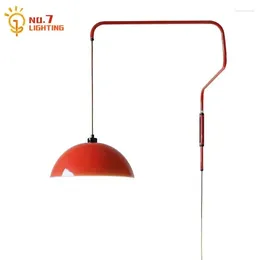 Wall Lamps Modern Industrial Adjustable Swing Arm Lamp LED E27 Folding Mounted Red/White Lampshade Living/Dining Room Kitchen Bar