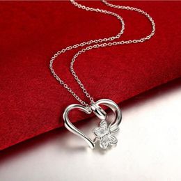 silver plated pendant 925 fashion Silver jewelry butterfly heart pendants necklace for women men chain G995 304c