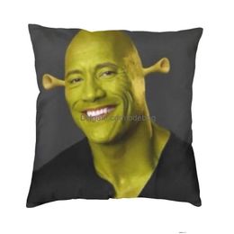Pillow Case The Rock Face Dwayne Cushion Er For Sofa Home Decorative American Actor Johnson Throw Polyester Pillowcase Drop Delivery Dhqv3
