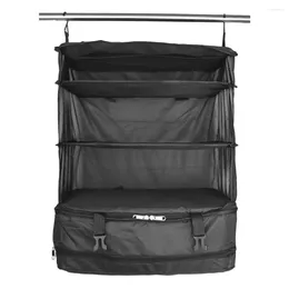 Storage Bags Portable Hanging Bag 3 Shelves Closet Organiser Large Capacity Wardrobe Home Bedroom Travel Durable