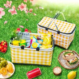 Outdoor portable summer insulation picnic folding basket takeout cold box bag 240517