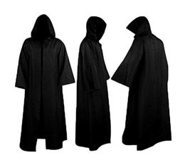 Unisex Halloween Robe Hooded Cloak Costume Cosplay Monk Suit Adult Roleplaying Decoration Clothing Black Brown S2XL Y08277400827