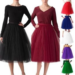 Skirts Women Tulle Tutu Skirt Midi Dress Pleated Dance Lolita Princess Petticoat Jupe Femme Party Puffy