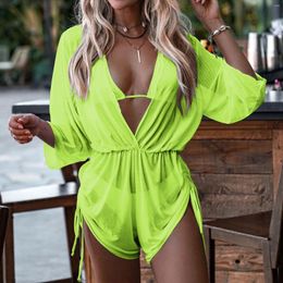 Women's Swimwear Sexy Yellow Three Pieces Bikini Bathing Suits Swimsuits Swimwears Solid Colour Tankinis Set For Juniors