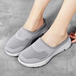 Walking Shoes Women Mesh Loafers Light Summer Sports Outdoor Slippers Non-Slip Flats Black Breathable Fitness Sneaker Size 35-42