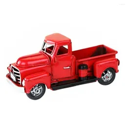 Decorative Figurines Vintage Metal Classic Rustic Pickup Truck Red Christmas Home Office Decor