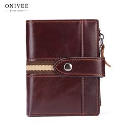ONIVEE New Slim Genuine Leather Mens Wallet Man Cowhide Cover Coin Purse Small Male Credit&id Multifunctional Walets 252j