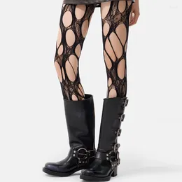 Women Socks Sexy Stockings White Lace Fishnet Black Tights Woman Large Mesh Patterned Hollow Pantyhoses Fishnets Gothic Style