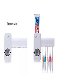 Automatic Toothpaste Dispenser with Wall Mount Toothbrush Holder Toothpaste Squeezer with 5 Brushes Set Kids Hands Toothpaste1126279