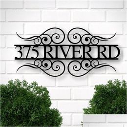 Decorative Objects Figurines Personalized Wood Address Sign Custom Plaque House Number For Door Wall Decorate Laser Engravin 1218 I Dhcxl