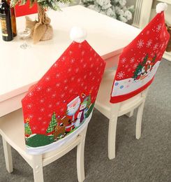 Chair Covers 1 PCS Christmas Decoration Santa Claus Red Hat Back Cover For Home Party Holiday Dinner Table Decor2775719
