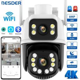 Wireless Camera Kits BESDER 8MP IP Camera PTZ Automatic Tracking Night Vision Outdoor Safety Protection Wifi Closed Circuit TV Monitoring Camera Dual Sc J240518