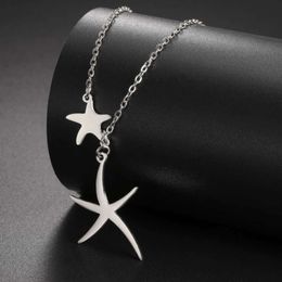 Cute Starfish Stainless Steel Necklace For Women Aesthetic Star Pendant Chain Choker Wedding Jewelry Mother S Day Gifts