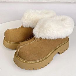 Boots Winter Warm Faux Fur Women 's Ankle Snow Platform Chunky Casual Plush Comfortable Shoes Girls Slip On Footwear Short