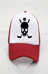 Skull Hockey sign pattern printing net cap baseball cap Men women Summer New Youth Joker sun hat Beach Visor2859743