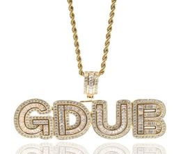 AZ Custom Name Letters Necklaces Mens Fashion Hip Hop Jewellery Large Crystal Sugar Iced Out Gold Initial Letter Pendant Necklace8903873