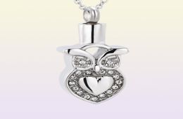 Owl With Crystal Memorial Urn Necklace PetHuman Ashes Funeral Urn Necklace Ash Locket Cremation Jewelry73949107489033