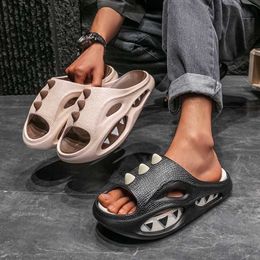 Slipper New Fashion Summer Dinosaur Mens Slippers Non-slip Slides Comfort Platform Sandals For Men Outdoor Beach Shoes Home Flip Flops Y240518