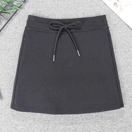 Skirts Mini For Women 2024 Casual Solid Colour Drawstring Fashion Korean Bodycon Y2k Wrap Hip Skirt Slim Sports