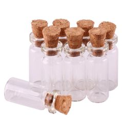 100pcs 10245mm 08ml Mini Transparent Glass Bottles Tiny Jars Vials With Cork Stopper DIY Craft8329755