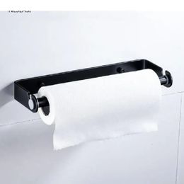 Space Aluminium Wall-mounted Kitchen Paper Towel Holder Punch-free Bathroom Toilet Accessories Roll Rack Tissue Hanger Storage 240518