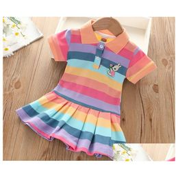 Girls Dresses Summer Childs Short-Sleeved Rainbow Princess Dress Childrens Baby Skirts Size 90-130Cm Drop Delivery Kids Maternity Clo Dhajo