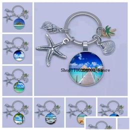Keychains & Lanyards New And Beautif Maldives Landscape Keychain Ocean Charm Beach Coconut Tree Relaxation Gift Travel Jewellery Drop D Dhdj4