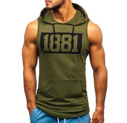 Men039s Tank Tops Brand Gyms Clothing Mens Bodybuilding Hooded Top Cotton Sleeveless Vest Sweatshirt Fitness Workout Sportswear2901480