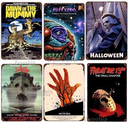 Retro Halloween Metal Painting Horror Movie Theme Shabby Iron Painting Tin Signs Wall Art Man Cave Film Theatre Club Home Decorati3766538