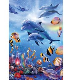 Animal Dolphins With Fishes 5D Diy Diamond Painting Full Square diamond Mosaic drill icons Daimond Embroidery Rhinestones Paint5187653