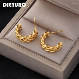 Stud Earrings DIEYURO 316L Stainless Steel Geometric Twist For Women 2024 High Quality Gold Color Girl Jewelry Wholesale