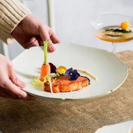 Plates FANCITY Japanese Style Tableware Plate Western Steak Pasta El High-end Ins Light Luxury Ceramic Net Red Creative