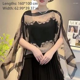 Scarves Women Shawl Loose Chiffon Beaded Pearl Buckle Sunscreen Thin Section Printing Large Dual-use