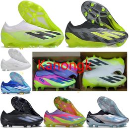 Gift Bag Quality Soccer Boots Laceless X Crazyfast.1 FG Lithe Football Shoes Firm Ground Mens Soft Leather Knit Soccer Cleats Outdoor Trainers Botas De Futbol US 6.5-11