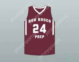 CUSTOM NAY Name Youth/Kids RON HARPER JR 24 DON BOSCO PREPARATORY HIGH SCHOOL IRONMEN MAROON BASKETBALL JERSEY 1 Top Stitched S-6XL