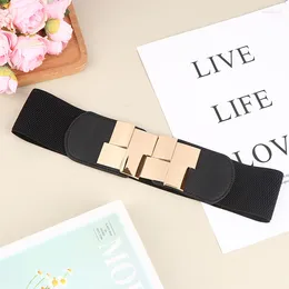 Belts Fashion Black Elastic Wide Waistband Metal Buckle Ladies Cummerbunds Dress Shirt Decorayion