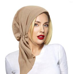 Ethnic Clothing Women Pre-Tied Hat Muslim Hijab Turban Long Tail Headscarf Stretch Bonnet Beanies Hair Loss Headband Chemo Cap Wrap Turbante