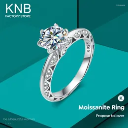 Cluster Rings KNB 1CT D Colour Moissanite Diamond Fans Hollow For Woman Real 925 Sterling Sliver Eternity Engagement Wedding Fine Jewely