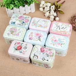 Storage Bottles Small Fresh Cute Printed Pattern Wedding Candy Packaging Boxes Retro Style Floral Portable Tea Sealed Box Mini Tin