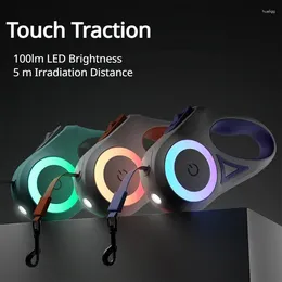 Dog Apparel Streamer Led Lights Leash Automatic Extending Nylon Leads Premium Durable Pet Walking Traction Rope Products