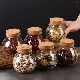 Storage Bottles 1pc Containers 500ML/16.91oz Cork Glass Tea Jar With Stopper Round Sealed Food Kitchen Organizers