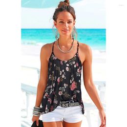 Women's Tanks Summer Fragmented Flower Vacation Style Suspended Tank Top For Women 2024 Fashion Open Back Sleeveless