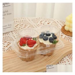 Cupcake Wholesale 2 Compartment Container - Deep Cupcakes Carrier Holder Box Clear Plastic Case Stackable Sn4394 Drop Delivery Home Ga Dhfxn