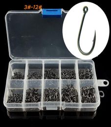 10 Sizes Mixed 312 Black Ise Hook High Carbon Steel Barbed Hooks Fishhooks Asian Carp Fishing Gear 500 Pieces Box W11252120