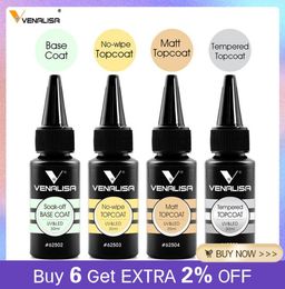 Health Beauty ArtNail Gel Venalisa Brand 30ml Super Quality Nail Art Soak Off UVLED No Wipe Top Base Coat Without Sticky Layer Ma3306918
