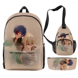Backpack Harajuku Funny Violet Evergarden 3D Print 3pcs/Set Pupil School Bags Travel Laptop Chest Bag Pencil Case